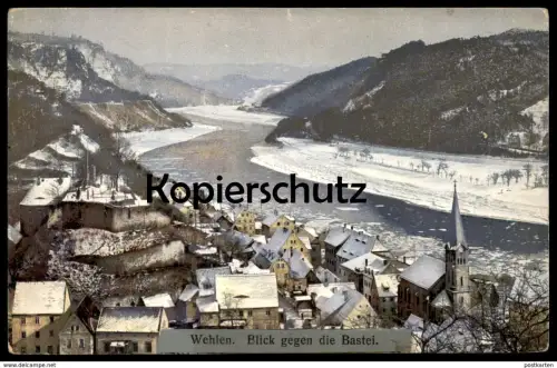 ALTE POSTKARTE WEHLEN BLICK GEGEN DIE BASTEI SCHNEE WINTER NENKE & OSTERMAIER DRESDEN PHOTOCHROMIE Ansichtskarte cpa AK