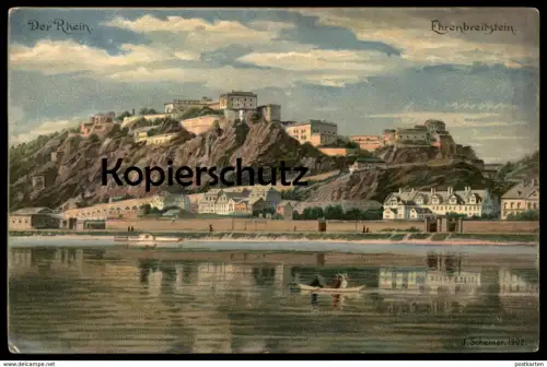 ALTE LITHO POSTKARTE COBLENZ FESTUNG EHRENBREITSTEIN J. SCHEINER 1902 Koblenz Ansichtskarte postcard cpa AK