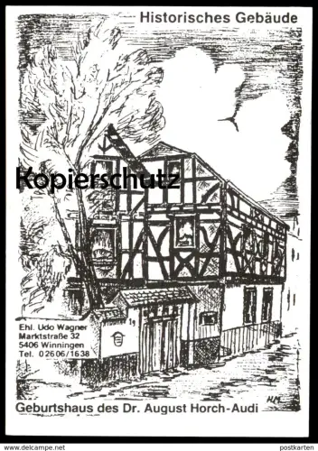 ÄLTERE POSTKARTE GEBURTSHAUS DR. AUGUST HORCH AUDI WINNINGEN MOSEL Rhein-Mosel Ansichtsarte postcard cpa AK
