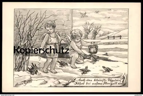 ALTE KÜNSTLER POSTKARTE KINDER PUTTEN ENGEL VÖGLEIN VÖGEL MARIE GALLE children Kind enfants enfant child Ansichtskarte