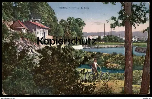 ALTE POSTKARTE KÖNIGINHOF A.D. ELBE FAHRRAD DVUR KRALOVE N. LABEM bike bicycle Czech Republic Ceska Republika Tschechien