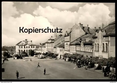 ÄLTERE POSTKARTE SKUTEC SKUTSCH BUS PALACKEHO NAMESTI S MARIANKYM SLOUPEM cpa postcard