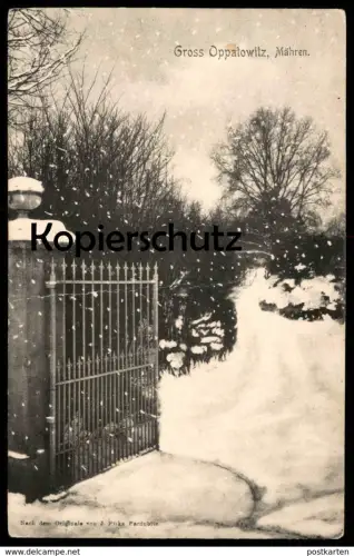 ALTE POSTKARTE GROSS OPPATOWITZ MÄHREN WINTER SCHNEE J. PIRKA Opatowitz Velke Opatovice Ansichtskarte cpa AK postcard