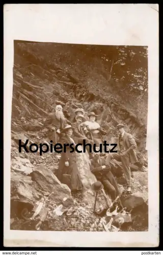 ALTE FOTO POSTKARTE PFINGSTEN PFINGSTAUSFLUG MIT OPA GROSSVATER WANDERER KLETTERER DÜSSELDORF cpa postcard Ansichtskarte