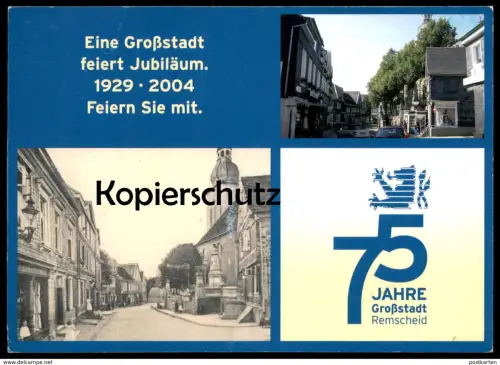 ÄLTERE POSTKARTE REMSCHEID 75 JAHRE GROSSSTADT REMSCHEID 1929 - 2004 JUBILÄUM Kuss kiss Lippenstift lipstick postcard AK