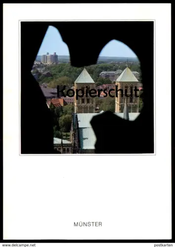 ÄLTERE POSTKARTE MÜNSTER BLICK ZUM DOM SCHLOSS UND GROSSKLINIKUM VON DER LAMBERTIKIRCHE Uni Uniklinik Ansichtskarte AK