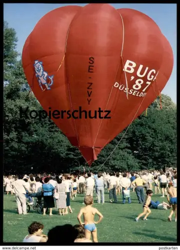 ÄLTERE POSTKARTE DÜSSELDORF SÜDPARK MIT HEISSLUFTBALLON BUGA 1987 BALLON SE-ZVY hot-air balloon Ansichtskarte postcard