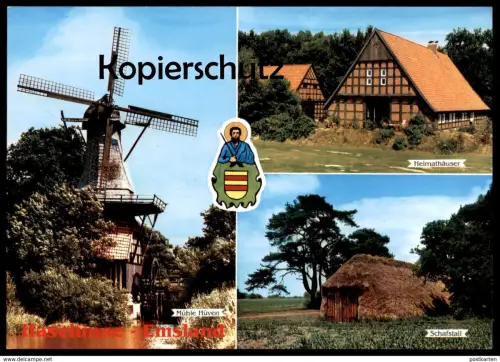 ÄLTERE POSTKARTE HÜVEN WINDMÜHLE HEIMATHÄUSER SCHAFSTALL Mühle Mill Moulin Windmill Molen Hueven Sögel Soegel postcard