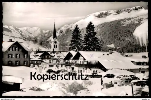 ÄLTERE POSTKARTE KLEINWALSERTAL RIEZLERN WINTER SCHNEE MIT HOCH-IFEN VW Autos Auto Stempel Sondertarif Ansichtskarte AK