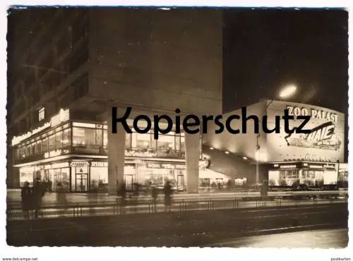 ÄLTERE POSTKARTE BERLIN ZOOPALAST FILM HAIE UND KLEINE FISCHE HOCHHAUS AM ZOO Möbel Spiegel postcard cpa Ansichtskarte