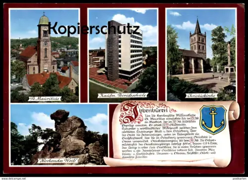 POSTKARTE IBBENBÜREN BERUFSSCHULE SCWAPPEN & GESCHICHTE CHRONIK Chronikkarte chronique chronicle storycard Ansichtskarte