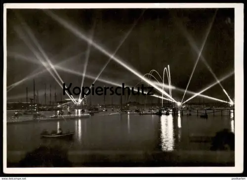 ALTE POSTKARTE KIEL SCHEINWERFERSPIEL FLOTTE 1943 Kriegsschiff warship bateau de guerre Schiff postcard Ansichtskarte AK