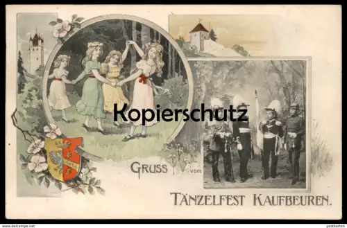 ALTE POSTKARTE GRUSS VOM TÄNZELFEST KAUFBEUREN Bayern Tanz dance Kinder children uniform Ansichtskarte cpa AK postcard