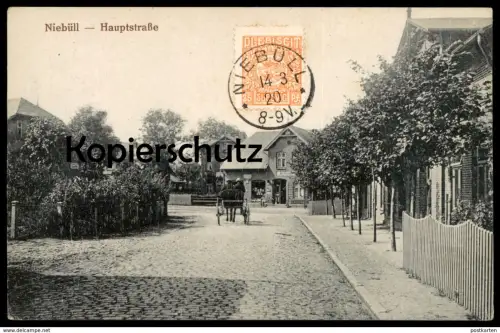ALTE POSTKARTE NIEBÜLL HAUPTSTRASSE MIT KUTSCHE Ansichtskarte cpa AK postcard