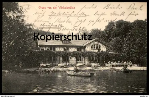 ALTE POSTKARTE GRUSS VON DER WINKELSMÜHLE 1909 GRUITEN Mettmann Erkrath Mühle Boot AK Ansichtskarte cpa postcard