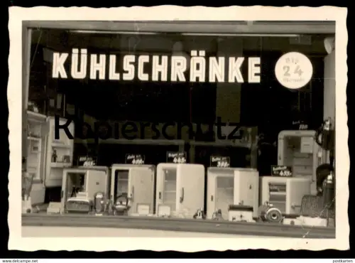 ALTES ORIGINAL FOTO KÜHLSCHRÄNKE SCHAUFENSTER Kühlschrank Delta AEG Bauknecht Frigee WERBUNG REKLAME fridge 10,2 x 7,4cm