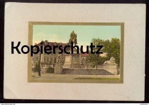 ALTE STABILE GRUSSKARTE STUTTGART DENKMAL KAISER WILHELMS I. WILHELM VERGOLDETER RAHMEN VERGOLDETE SCHRIFT 1903 Karte