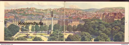 ALTE DOPPEL-POSTKARTE STUTTGART SCHLOSSPLATZ SCHLOSS chateau castle Klappkarte Doppelkarte Ansichtskarte AK postcard cpa