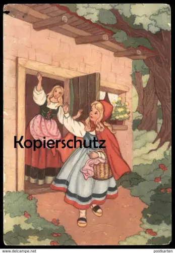 ALTE POSTKARTE ROTKÄPPCHEN Le petit chaperon rouge little Red Riding Hood girl Kind child enfant cpa AK postcard