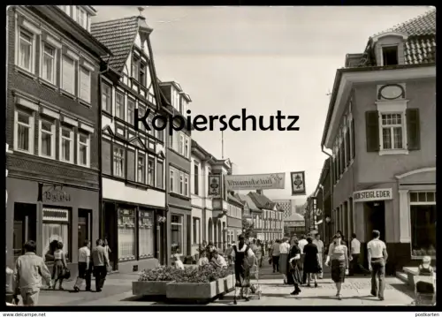 ÄLTERE POSTKARTE SUHL STEINWEG WERBUNG KUTSCHERMARKT FUSSGÄNGERZONE Steigleder Ansichtskarte AK cpa postcard