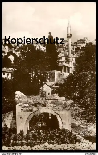 ALTE POSTKARTE MOSCHEE UND BURGRUINE VON POCITELY Mosque Mosquee Pocitelja Pocitelj Jugoslawien Serbien Bosnien Bosnia