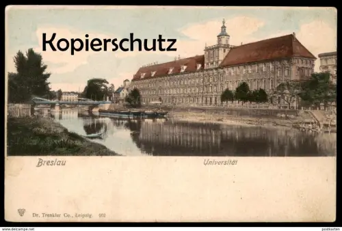 ALTE POSTKARTE BRESLAU UNIVERSITÄT Lastkähne Schiffe ships university Wroclaw Brassel Schlesien postcard Ansichtskarte
