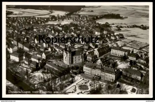 ALTE POSTKARTE DONAUESCHINGEN IM WINTER VOM FLUGZEUG AUS Luftbild Total Totalansicht Fliegeraufnahme Riediger Ebingen