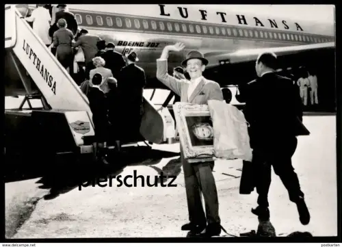 ÄLTERE POSTKARTE LUFTHANSA IN ANGENEHMER GESELLSCHAFT FRED ASTAIRE LILLI PALMER DEBBIE REYNOLDS TAB HUNTER LH postcard
