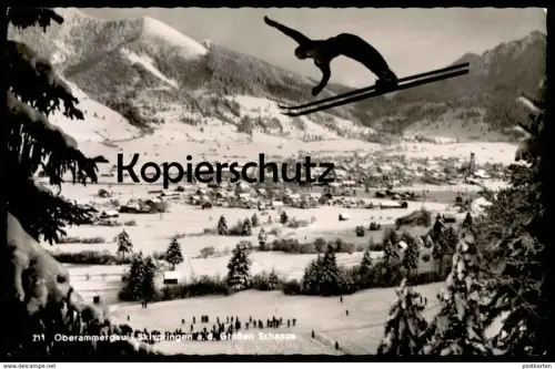 ÄLTERE POSTKARTE OBERAMMERGAU SKISPRINGEN AN DER GROSSEN SCHANZE SAUT A SKI JUMP faire du ski Sprungschanze