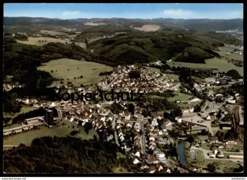 ÄLTERE POSTKARTE GUMMERSBACH NIEDERSESSMAR IM OBERBERGISCHEN LUFTBILD MIT BAHNHOF gare station Ansichtskarte postcard AK