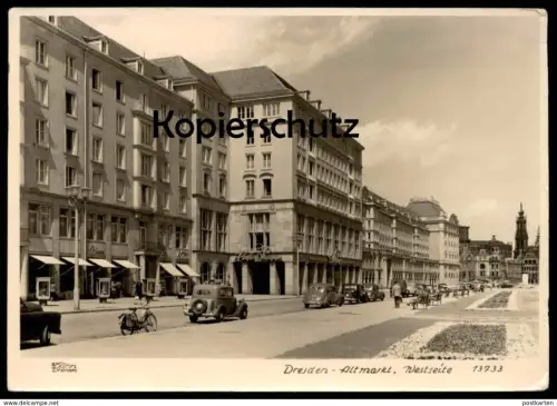 ALTE POSTKARTE DRESDEN MOPED AUTOS MOFA ALTMARKT WESTSEITE STEMPEL FRAUENKIRCHE Oldtimer moto cpa postcard Ansichtskarte