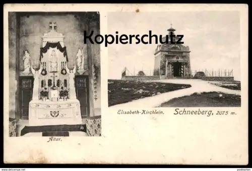 ALTE POSTKARTE ST. ELISABETH KIRCHLEIN SCHNEEBERG ALTAR Stempel Eduard Pradel Hochschneeberg Puchberg Ansichtskarte