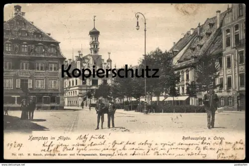 ALTE POSTKARTE KEMPTEN IM ALLGÄU RATHAUSPLATZ VON OSTEN 1907 Bayern Ansichtskarte postcard cpa AK