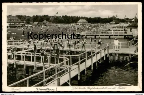 ALTE POSTKARTE KASSEL STÄDTISCHE FLUSSBADANSTALT AN DER FULDA grösste Flussbadeanstalt Deutschlands Cassel cpa postcard