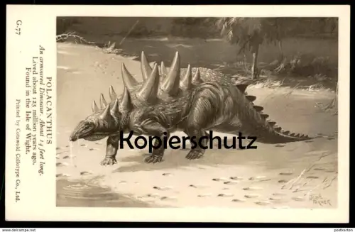 ALTE KARTE POLACANTHUS FOUND IN THE ISLE OF WIGHT Saurier saurien saurian Dinosaurier dinosaur reptile postcard cpa AK