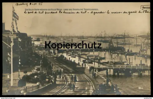 ALTE POSTKARTE KIELER WOCHE KIEL HAFEN & KAISERLICHES YACHTCLUBHAUS Segelschiff Regatta sailing contest Ansichtskarte