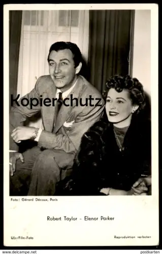 ALTE POSTKARTE ROBERT TAYLOR & ELENOR PARKER UFA FILM FOTO GÉRARD DÉCAUX PARIS Universum Film actor Photo Schauspieler