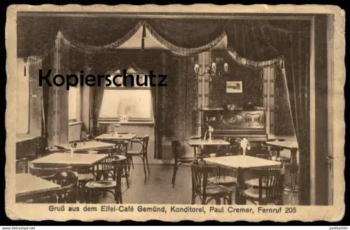 ALTE POSTKARTE GRUSS AUS DEM EIFEL-CAFÉ GEMÜND KONDITOREI PAUL CREMER Schleiden Ansichtskarte cpa postcard AK