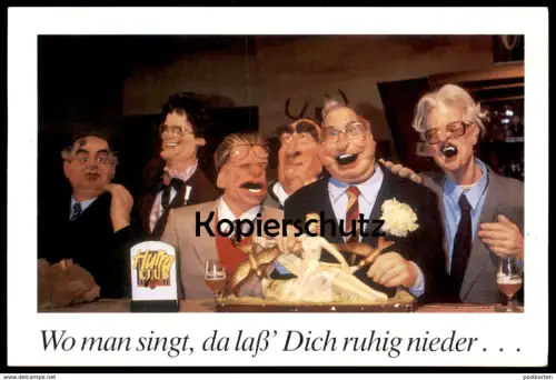 POSTKARTE HURRA DEUTSCHLAND TV SATIRE SHOW GORBATSCHOW SÜSSMUTH WAIGEL HELMUT KOHL HANS JOCHEN VOGEL Politiker Politik