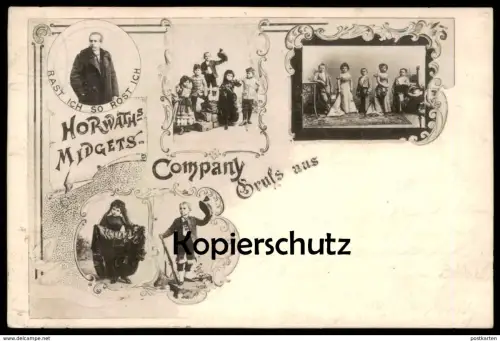 ALTE POSTKARTE HORWATH ZWERGE 1899 Midget verm. Barnum & Bailey Zirkus Horwaths cirque circus nain dwarf postcard cpa AK