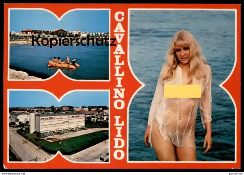 POSTKARTE CAVALLINO LIDO SEMI-NACKTE FRAU Brust seins nus nude breast woman girl FKK nue postcard cpa AK Ansichtskarte
