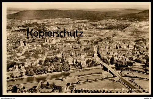 ALTE POSTKARTE SAARBRÜCKEN FLUGZEUGAUFNAHME 1939 TEILANSICHT MIT SAAR-ANLAGEN cpa postcard Ansichtskarte AK