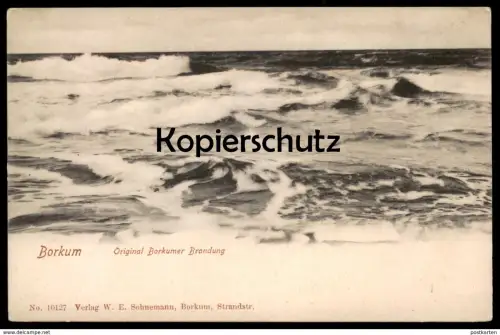 ALTE POSTKARTE NORDSEEBAD BORKUM ORIGINAL BORKUMER BRANDUNG Meer Wellen Ansichtskarte postcard cpa AK