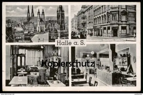 ALTE POSTKARTE HALLE SAALE BODENSTEINER GASTSTÄTTE 1942 JOHANNES ROLKE BIERQUELLE COBURGER BIERSTUBE Ansichtskarte AK