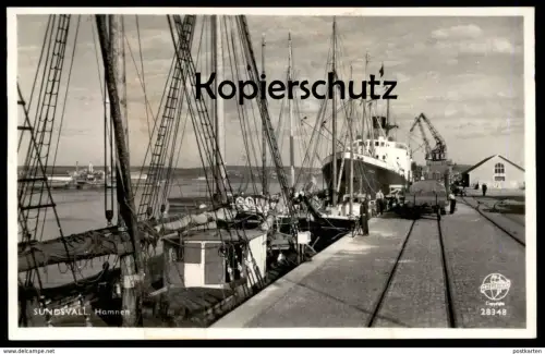 ALTE POSTKARTE SUNDSVALL HAMNEN Waggon Eisenbahn Sverige Hafen Schweden Schiffe port harbour Ansichtskarte postcard cpa