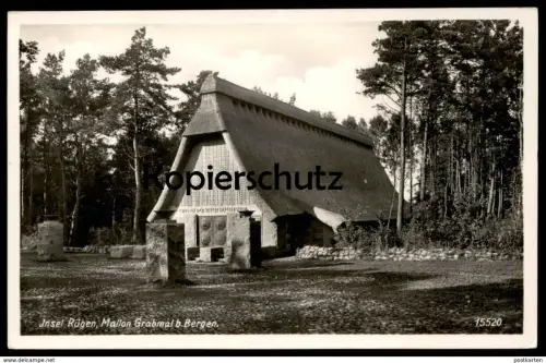 ALTE POSTKARTE INSEL RÜGEN BERGEN MALLON GRABMAL 1939 UND EWIG IST DER TOTEN TATENRUHM Tür Symbol 1939 Ansichtskarte AK