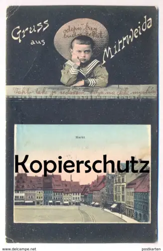 ALTE POSTKARTE GRUSS AUS MITTWEIDA MARKT Junge Kind enfant child boy Ansichtskarte postcard AK cpa