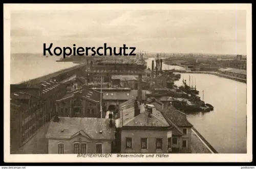 ALTE POSTKARTE BREMERHAVEN WESERMÜNDE UND HÄFEN Hafen port harbour Ansichtskarte AK postcard cpa