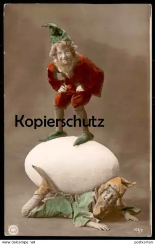 ALTE POSTKARTE ZWERGE KINDER EI STEIN QUÄLEREI ÄRGER Schmerz pain Zwerg dwarf midget child nain Ansichtskarte Oranotypie