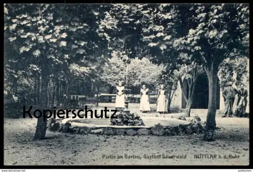 ALTE POSTKARTE NUTTLAR A. D. RUHR PARTIE IM GARTEN GASTHOF SAUERWALD Bestwig Sauerland cpa postcard AK Ansichtskarte